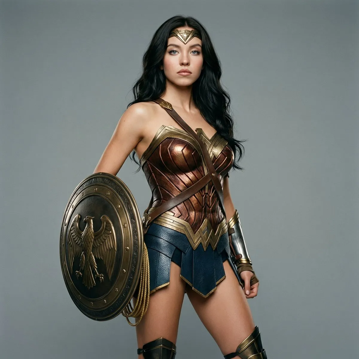 Пример промта для студийного портрета в образе Wonder Woman. · пример 1