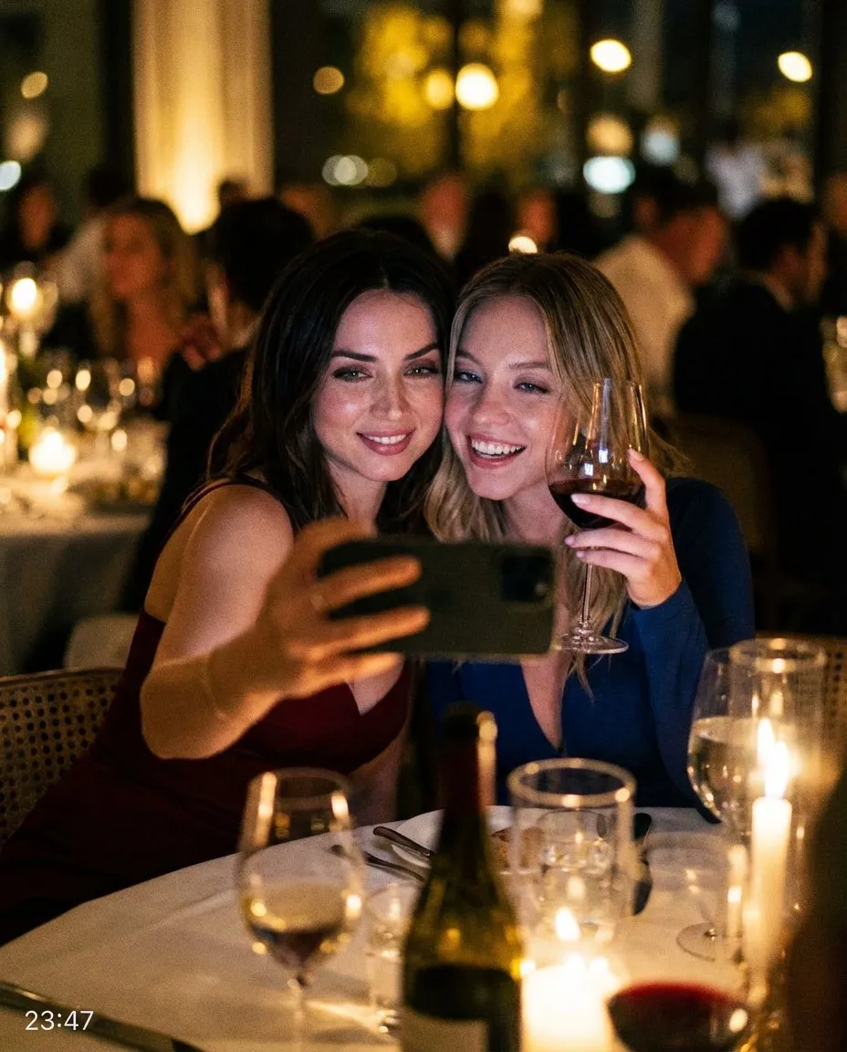 Пример источника для промпта селфи в ресторане с Ana de Armas и Sydney Sweeney. · пример 2