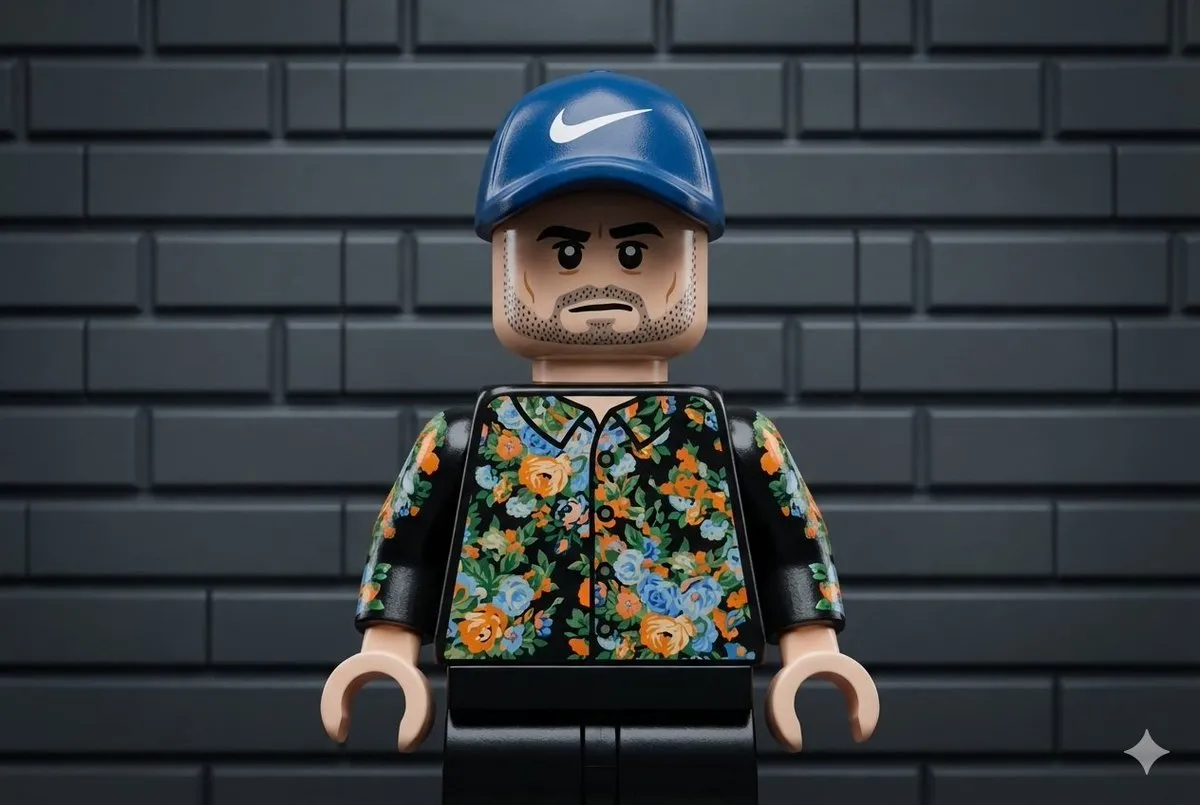 Короткий промпт для стилизации человека на фото под LEGO. · пример 2