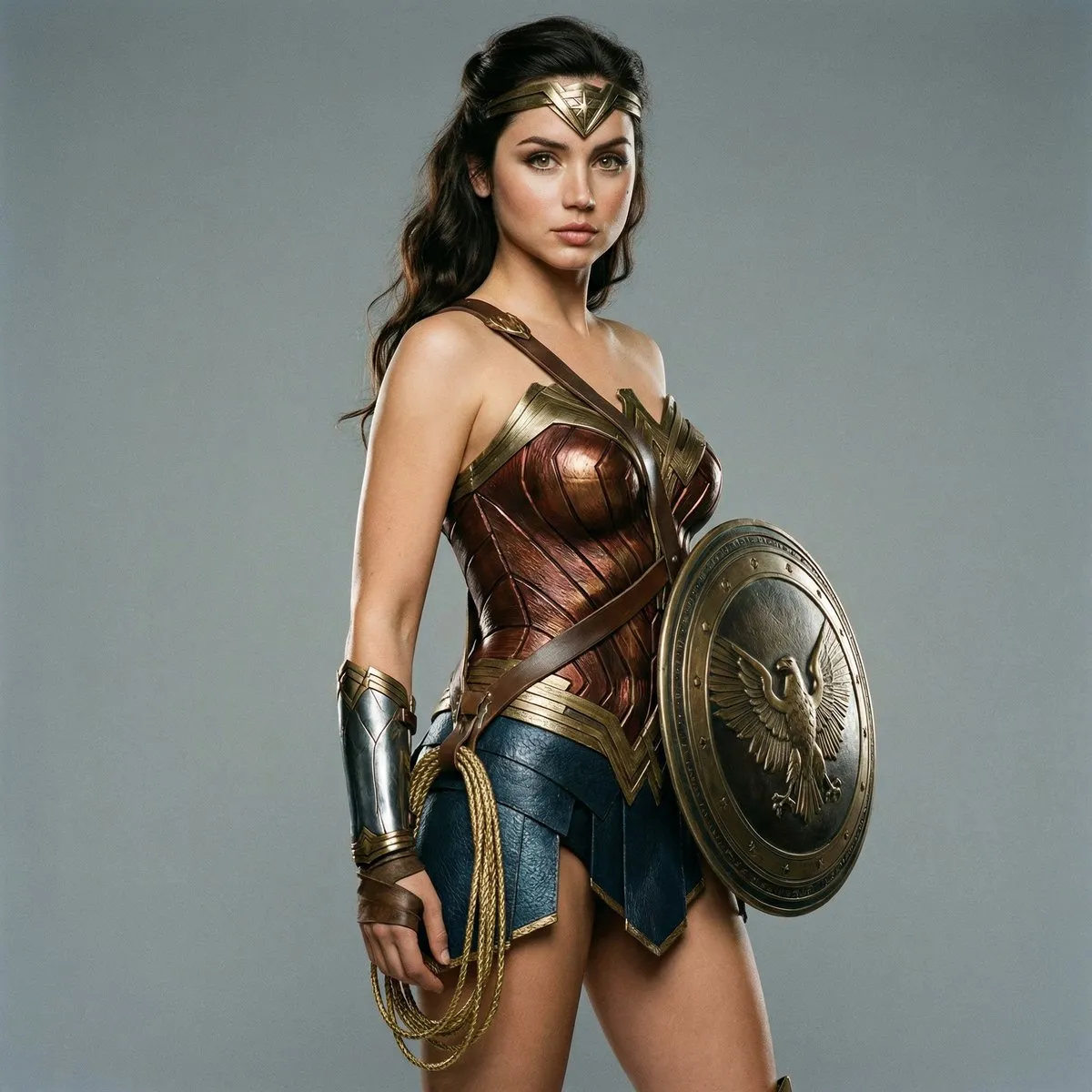 Пример промта для студийного портрета в образе Wonder Woman. · пример 3