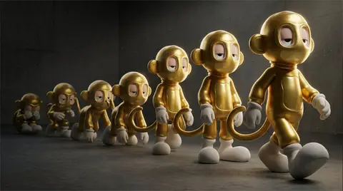 Промпт для кинематографичной эволюции 3D-персонажа-игрушки в одном кадре.