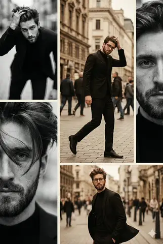 Пример промпта для винтажного журнального коллажа по фотографии мужчины.