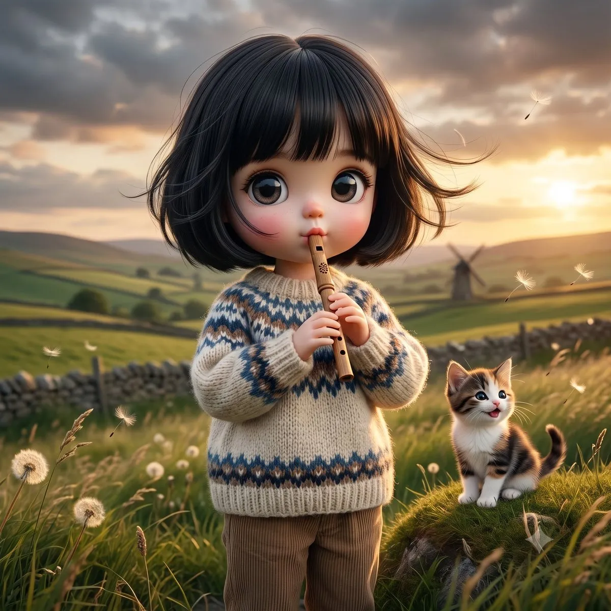 Пример к промпту: визуальная интерпретация песни «Whistle Down the Wind» Ника Хейуорда. · пример 1