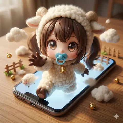 Пример двух промптов для сцены с персонажем, выходящим из смартфона.
