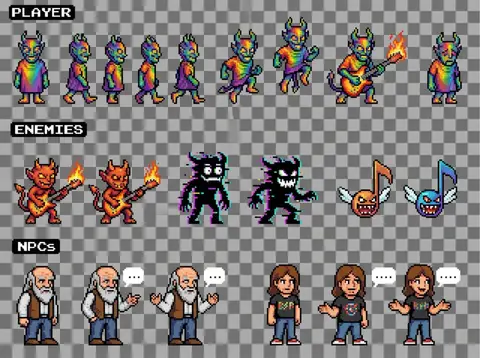 Пример из источника по промпту для спрайт-листа 2D-платформера в стиле NES.