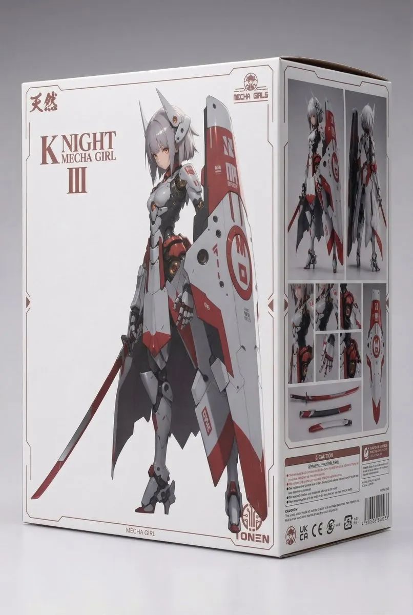 Фигурка KNIGHT MECHA GIRL показана со спины и снизу щита. · пример 3