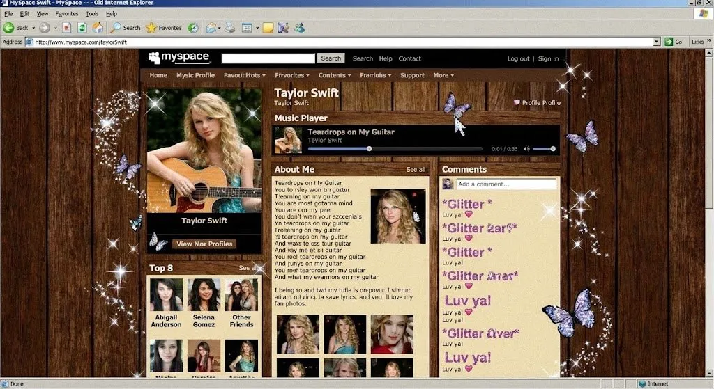 Текстовый промпт для винтажного профиля MySpace. · пример 2