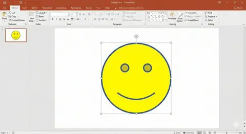 Пример минималистичного значка-улыбки по мотивам фигуры из меню PowerPoint.