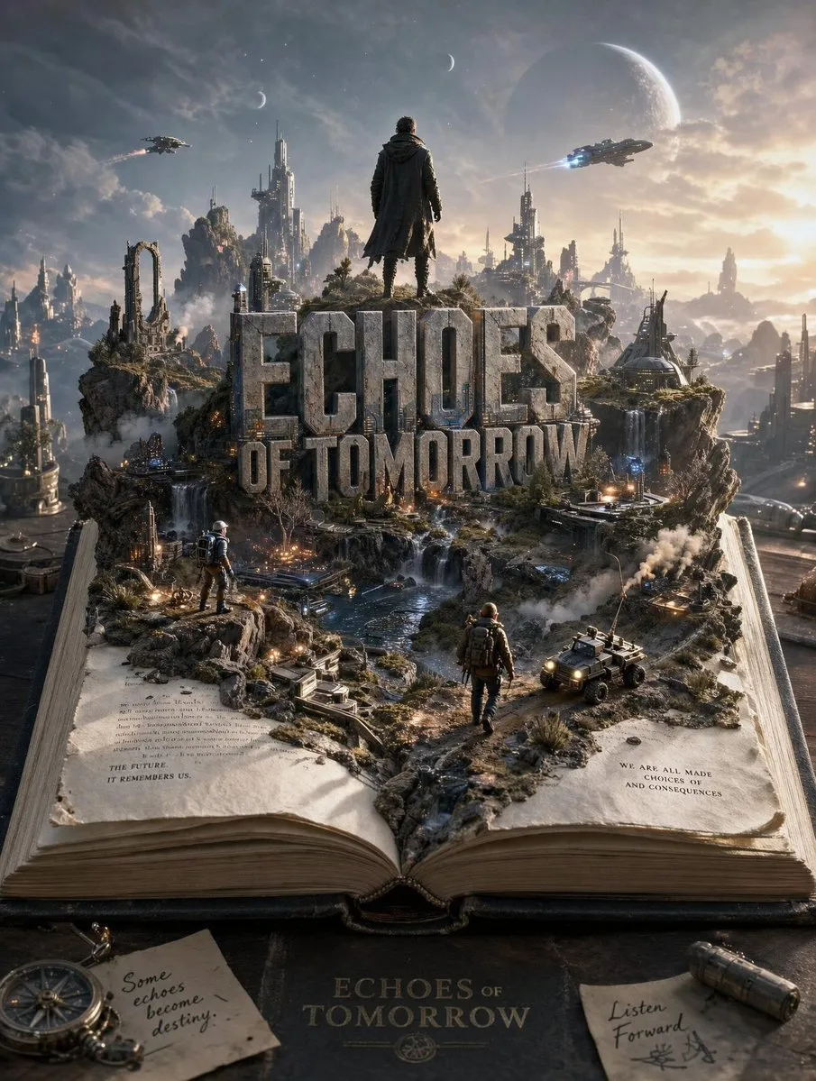 Текстовый промпт для диорамы мира, выходящего из раскрытой книги. · пример 4