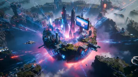 Пример шаблона для 3D-композиции с миром, выходящим из небольшого объекта