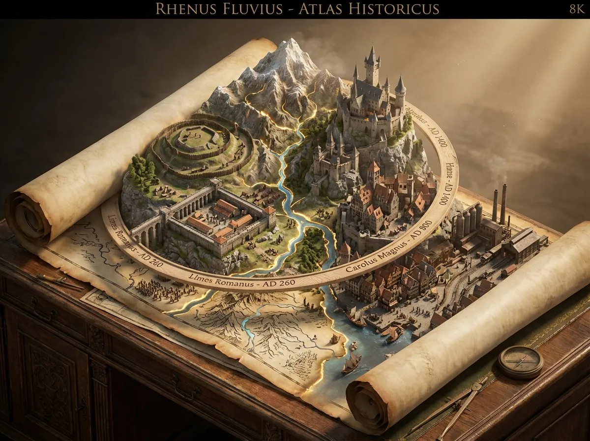 Промпт для эпичной 3D-сцены атласа, вырастающего из свитка · пример 4