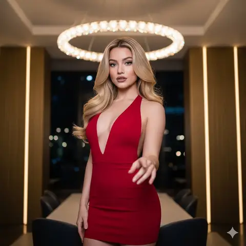Пример JSON-промпта для портрета Sydney Sweeney в мини-платье.