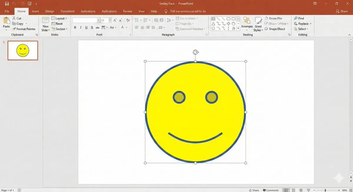 Пример минималистичного значка-улыбки по мотивам фигуры из меню PowerPoint.