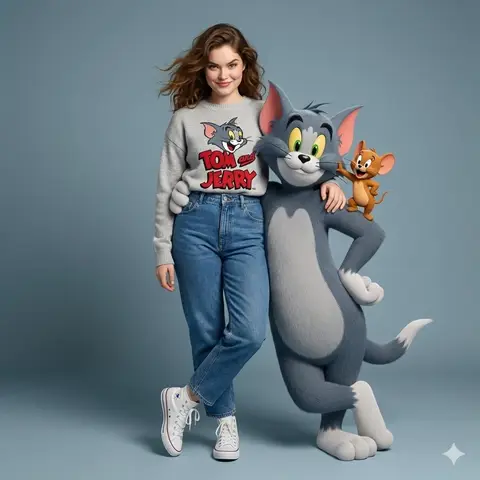Промпт для фотореалистичного портрета с Tom & Jerry.