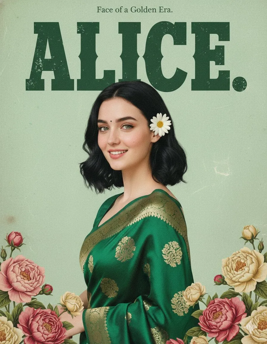Пример двух промптов для ретро- и современного постеров с именем ALICE. · пример 2