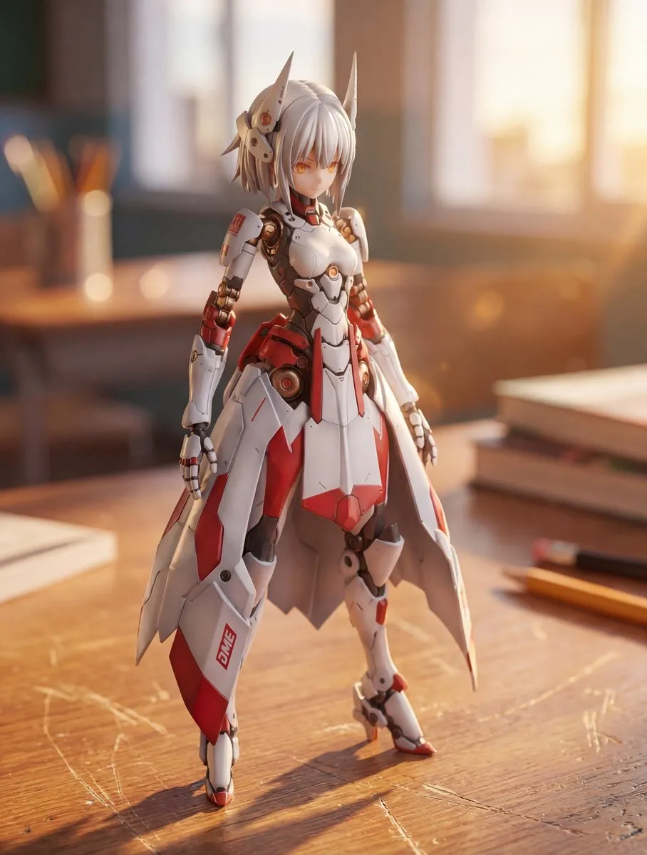 Фигурка KNIGHT MECHA GIRL показана со спины и снизу щита. · пример 4