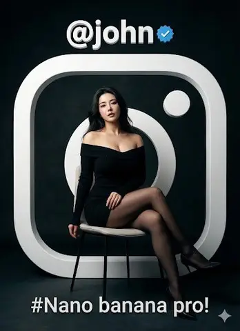 Портрет человека в белой объёмной рамке TikTok с аккаунтом и синей галочкой.