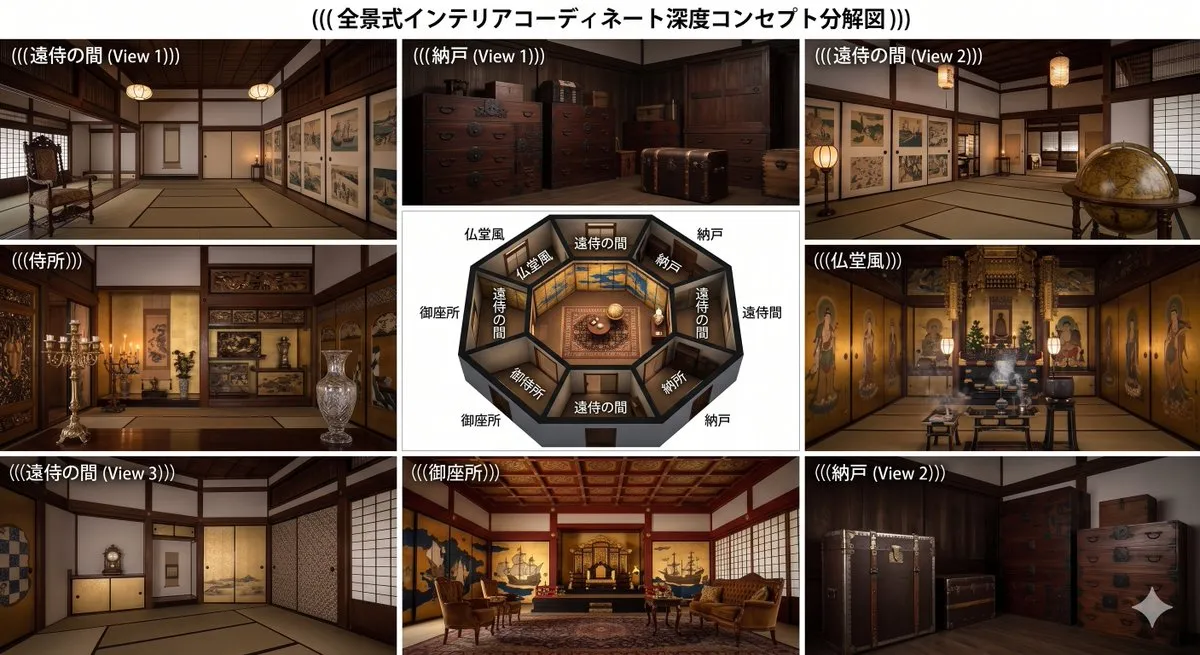 Пример промпта для создания плана и чертежа башни замка периода Azuchi-Momoyama. · пример 4