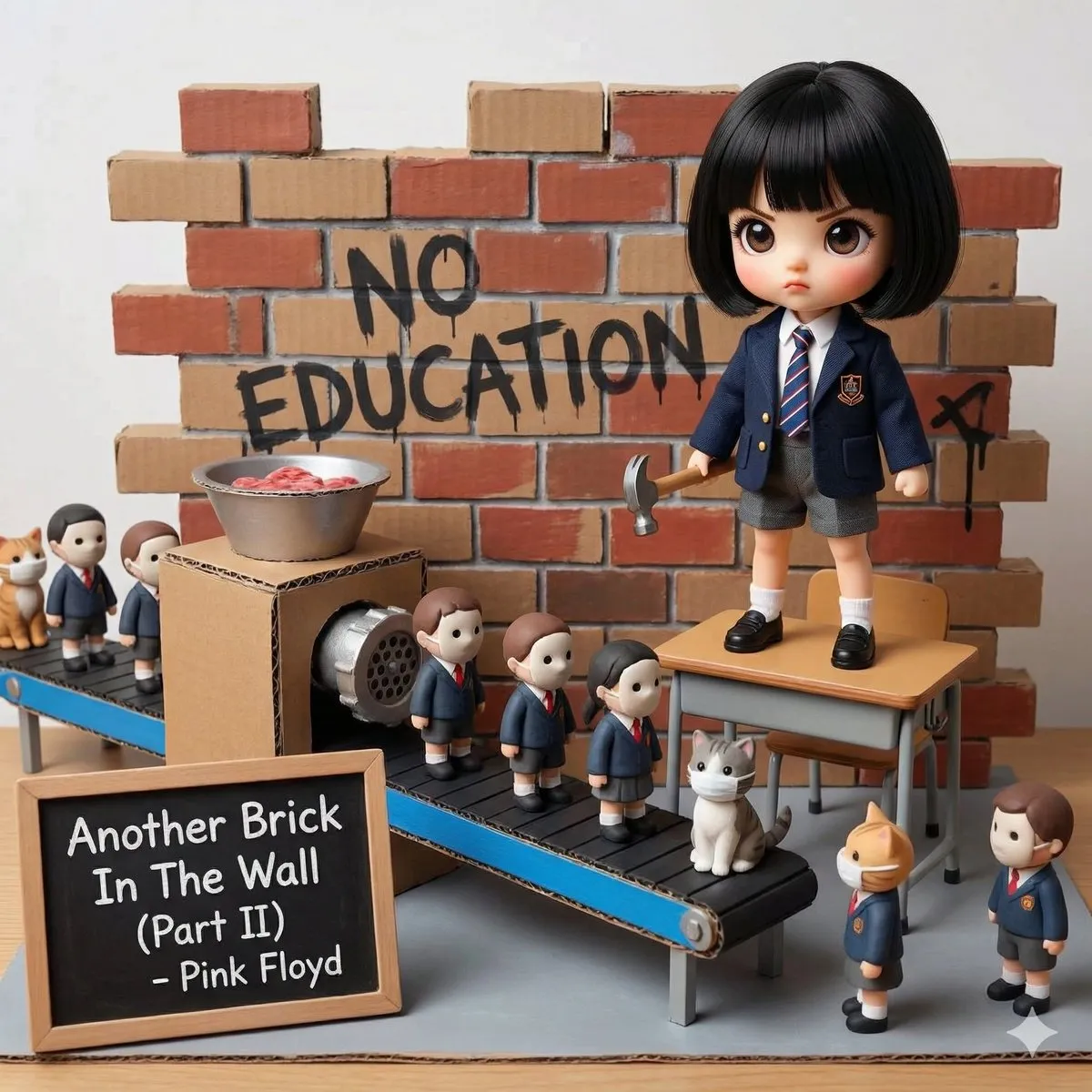 Промпт для создания изображения по песне Another Brick In The Wall группы Pink Floyd. · пример 4