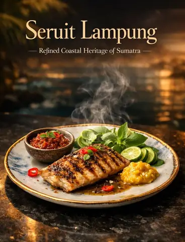Пример промпта для роскошной съёмки горячего блюда Seruit Lampung.