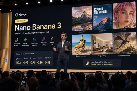 Пример промпта для фотографии руководителя Google на пресс-конференции.