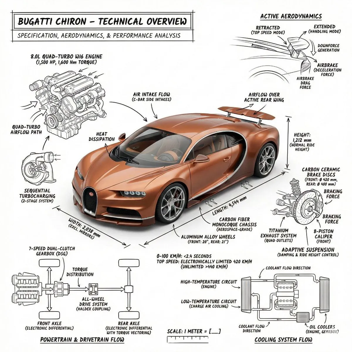 Два технических инфографических постера Mustang GTD и Bugatti с чёрными аннотациями на белом фоне. · пример 2
